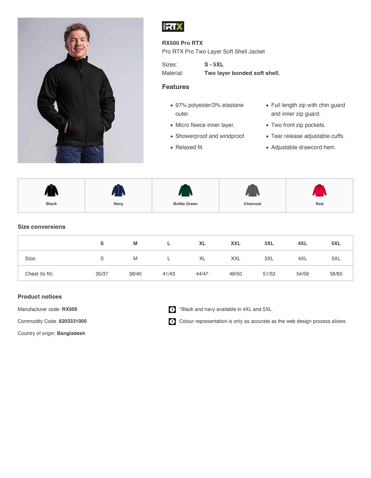 RX500 Pro RTX Pro Two Layer Soft Shell Jacket