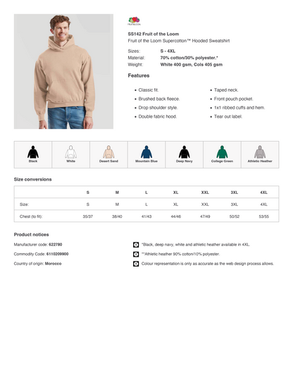Fruit of the Loom Supercotton™ Hooded Sweatshirt | Various Colours